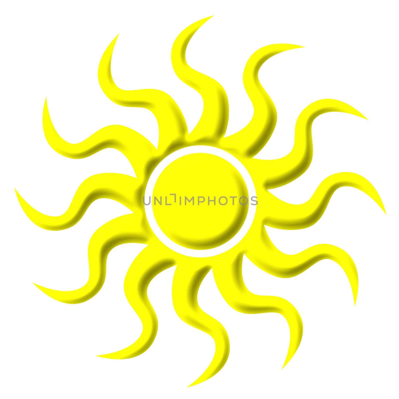 3d sun isolated in white