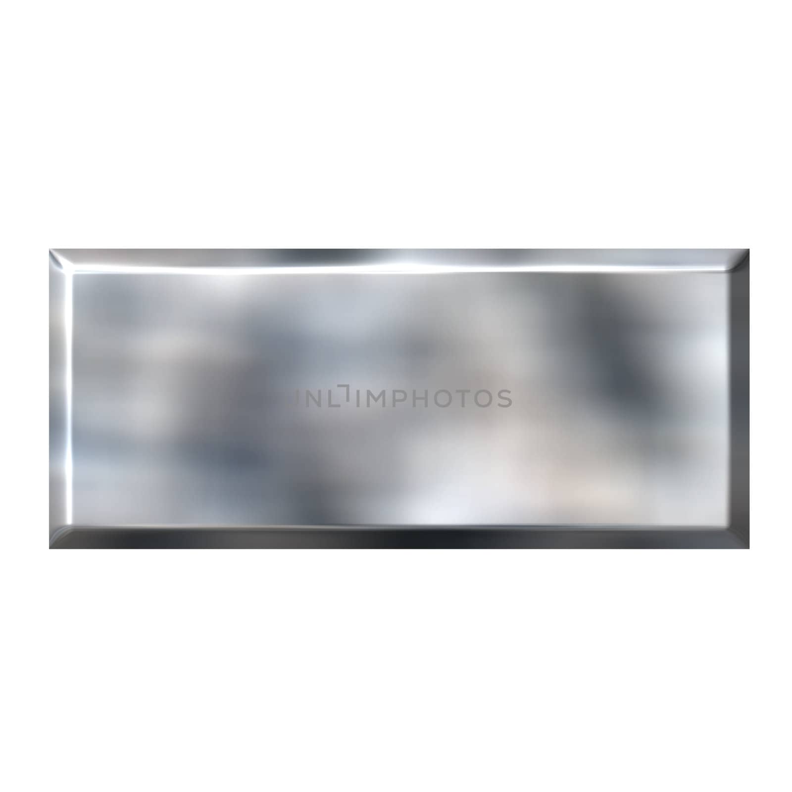 3d tin foil square button isolated in white