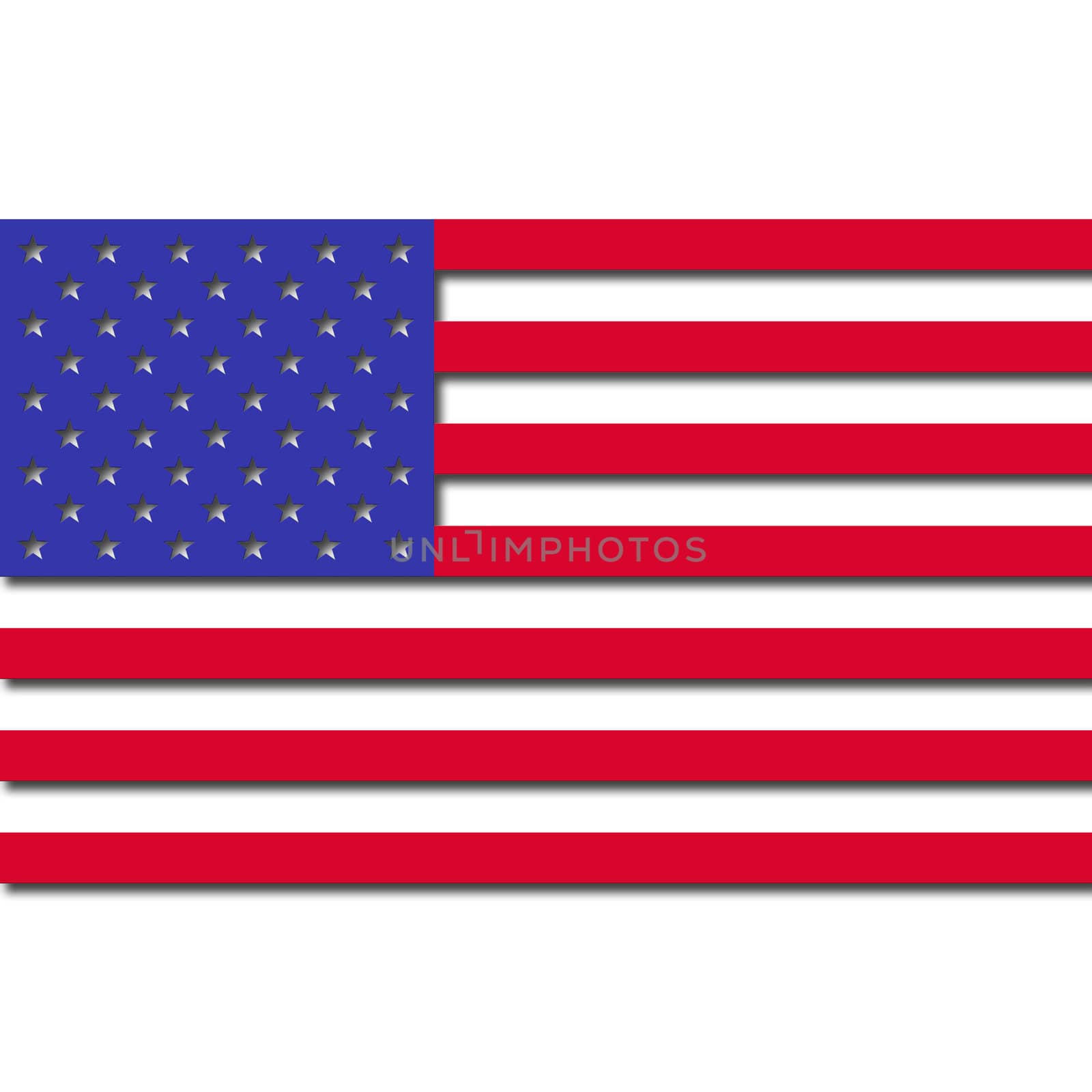 3d USA flag isolated in white