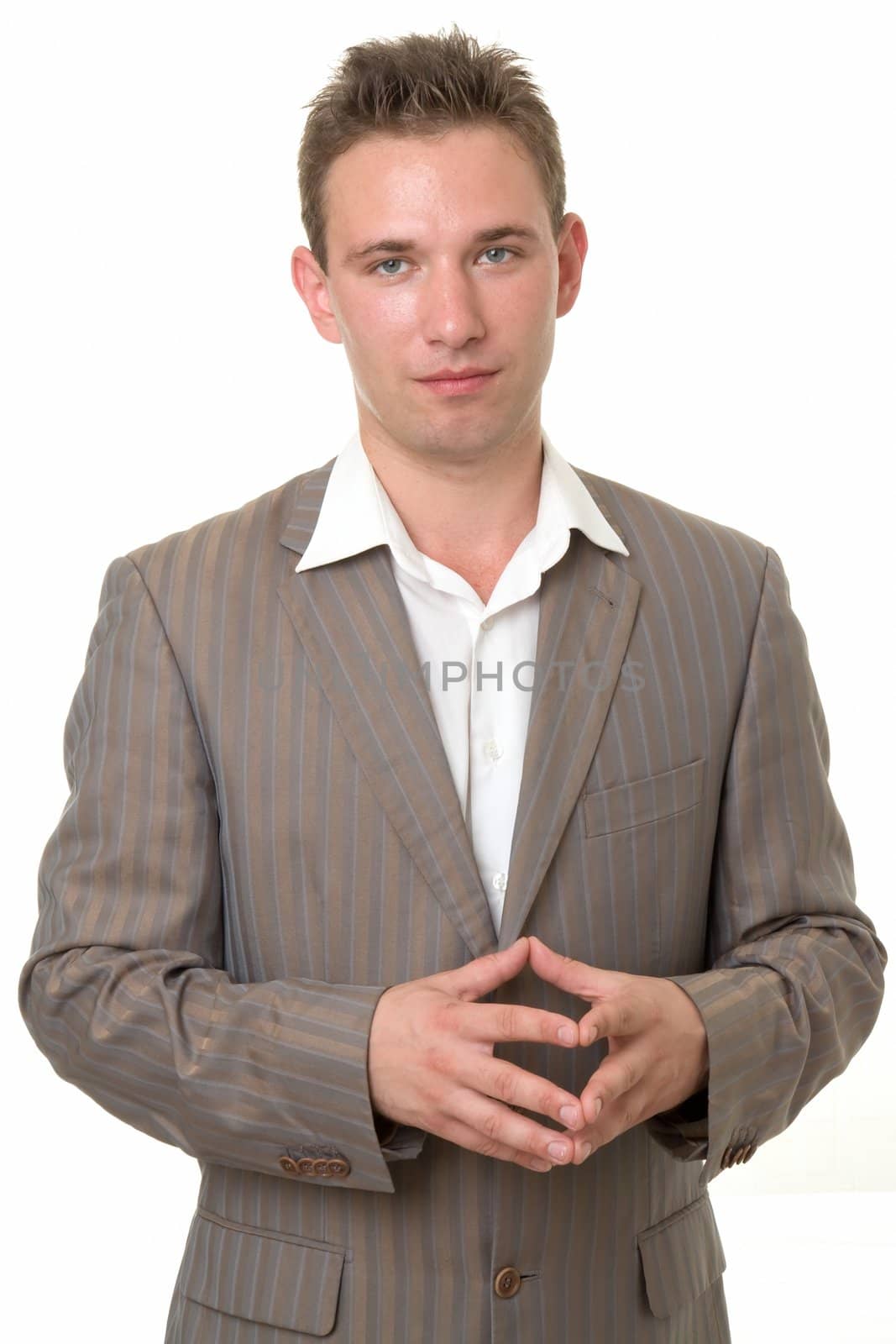 Young business man isolated on white background.