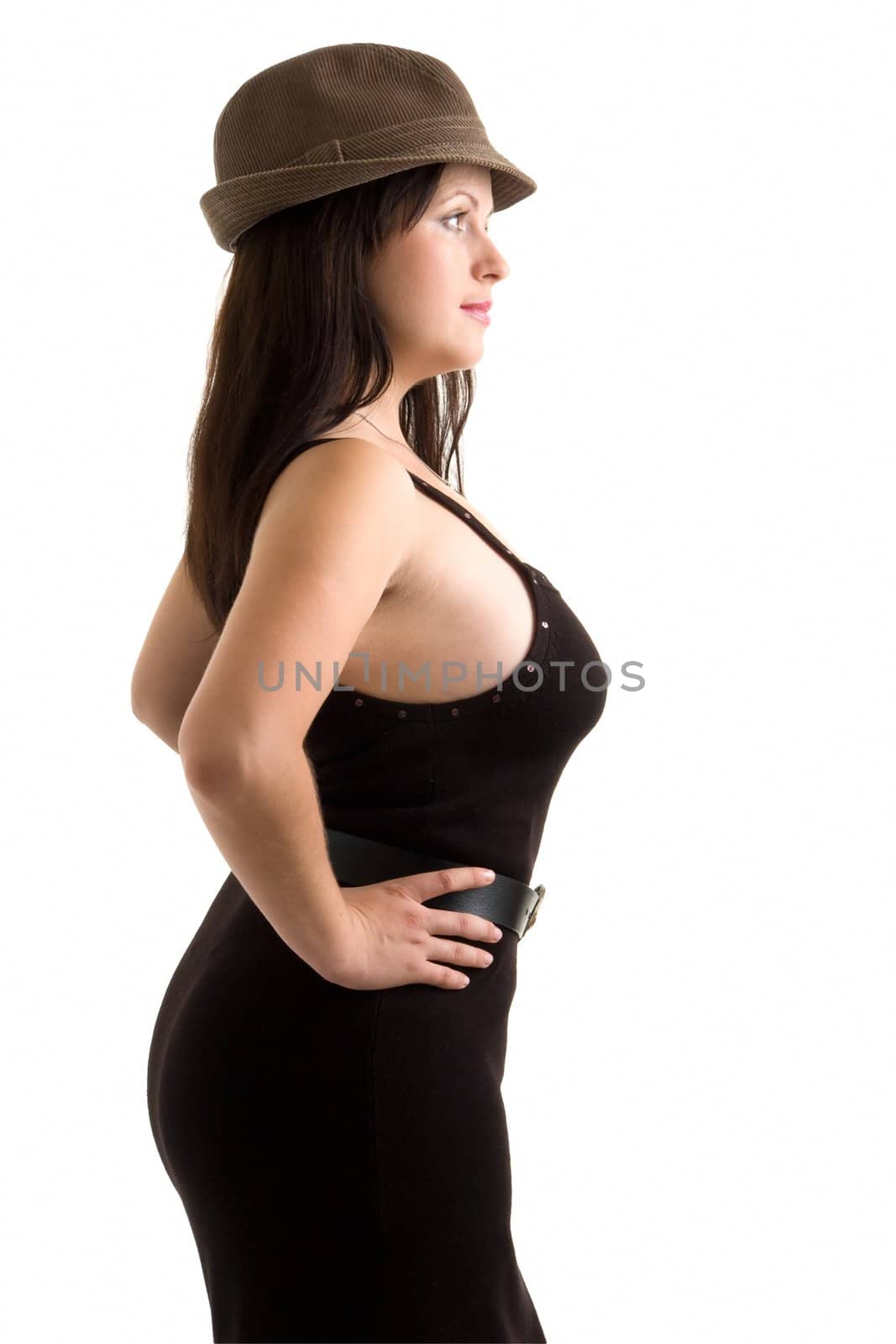 Sexy young woman on a white background