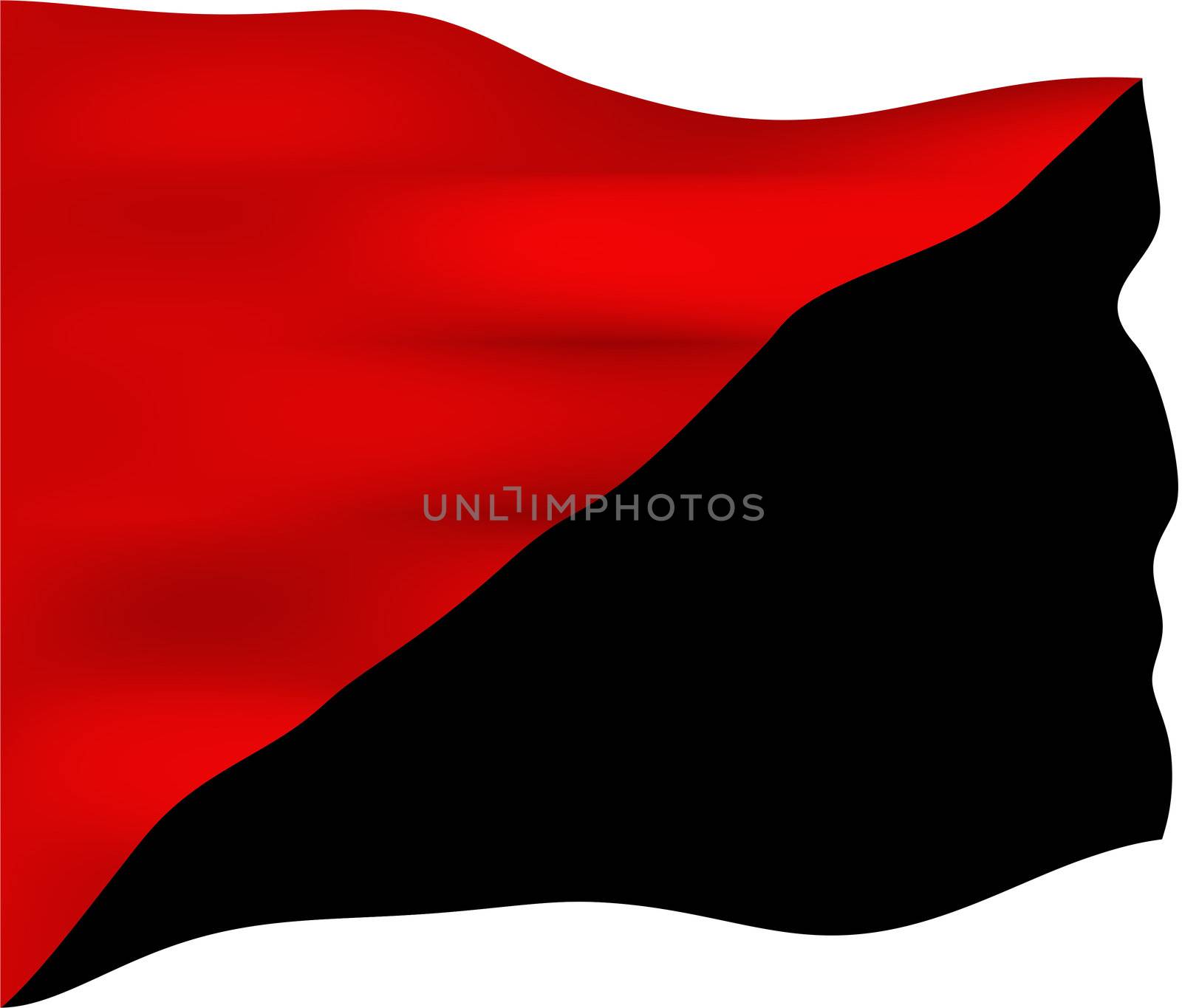 Red and black flag, symbol of the anarcho-syndicalist and anarcho-communist movements. Black is the traditional color of anarchism, and red is the traditional color of socialism.