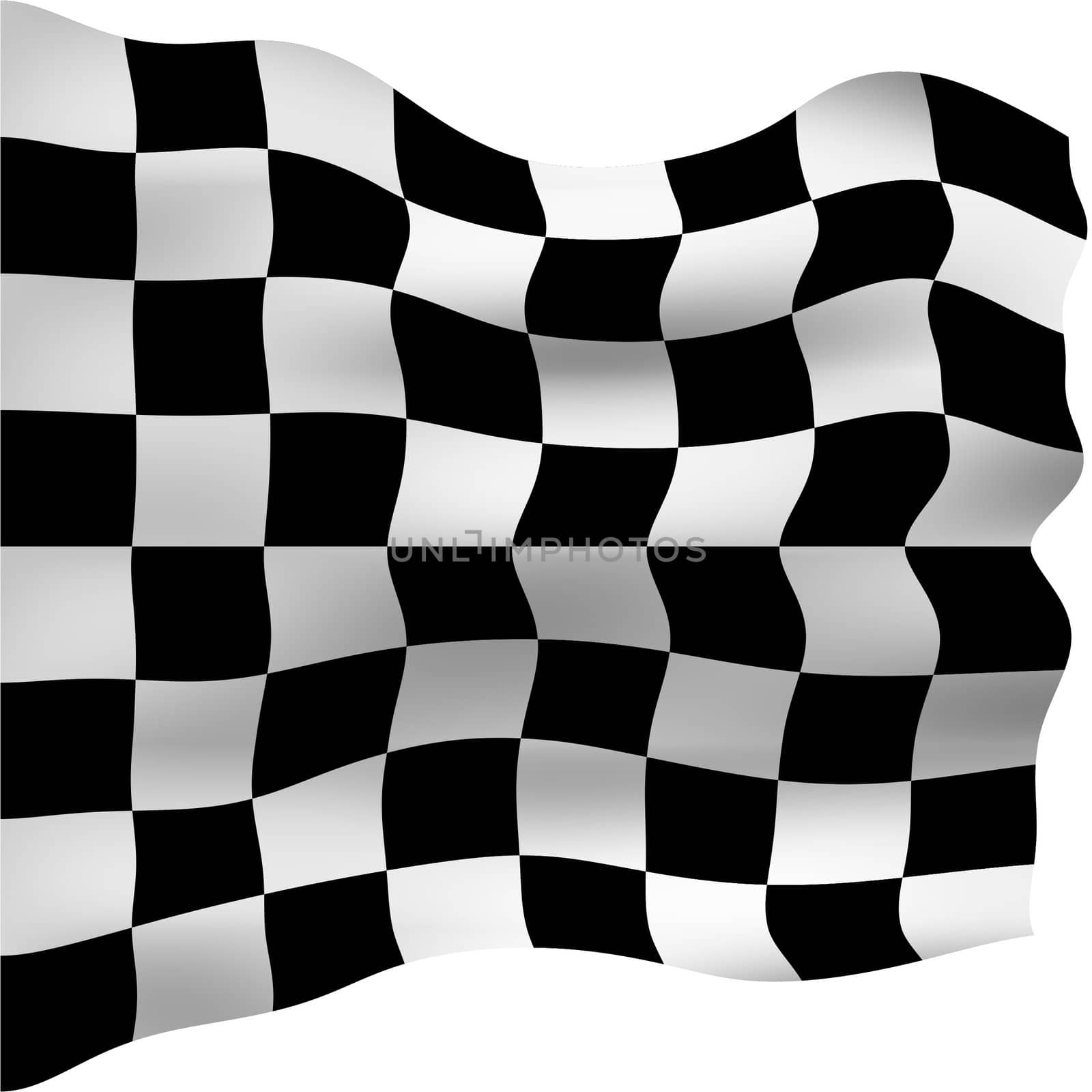 3d checkered flag isolated in white