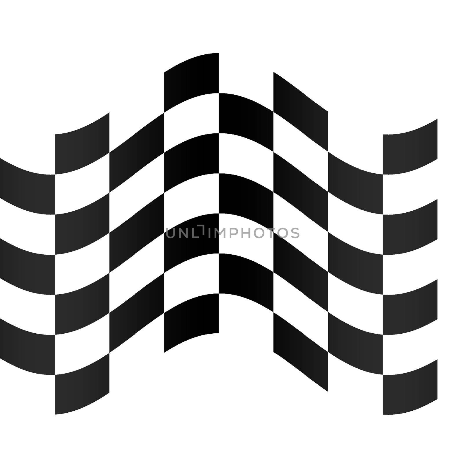 Checkered racing flag isolated in white