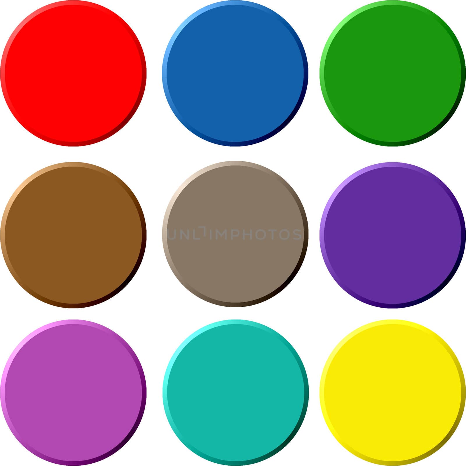 Circular 3d buttons in various colors