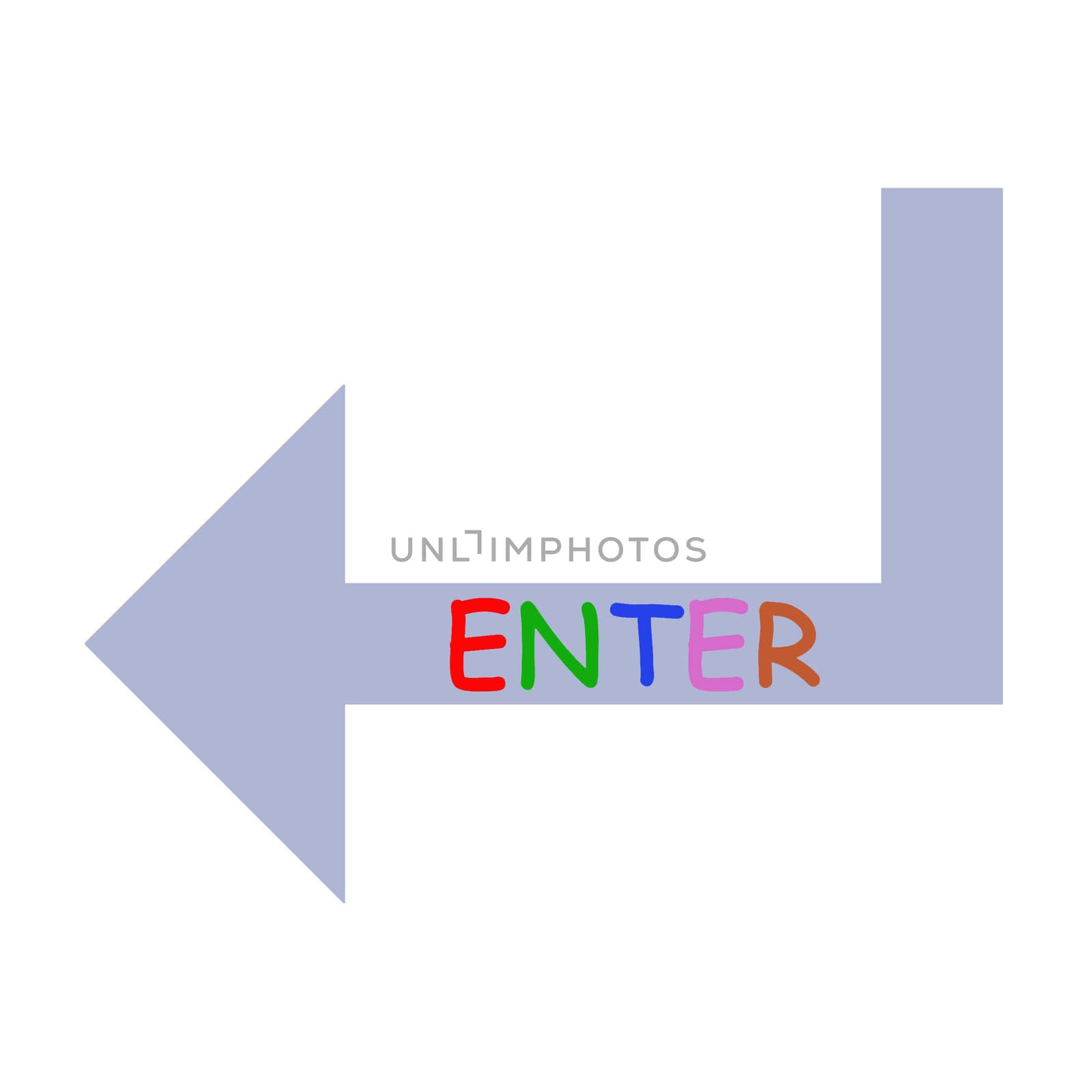 Colored enter arrow isolated in white