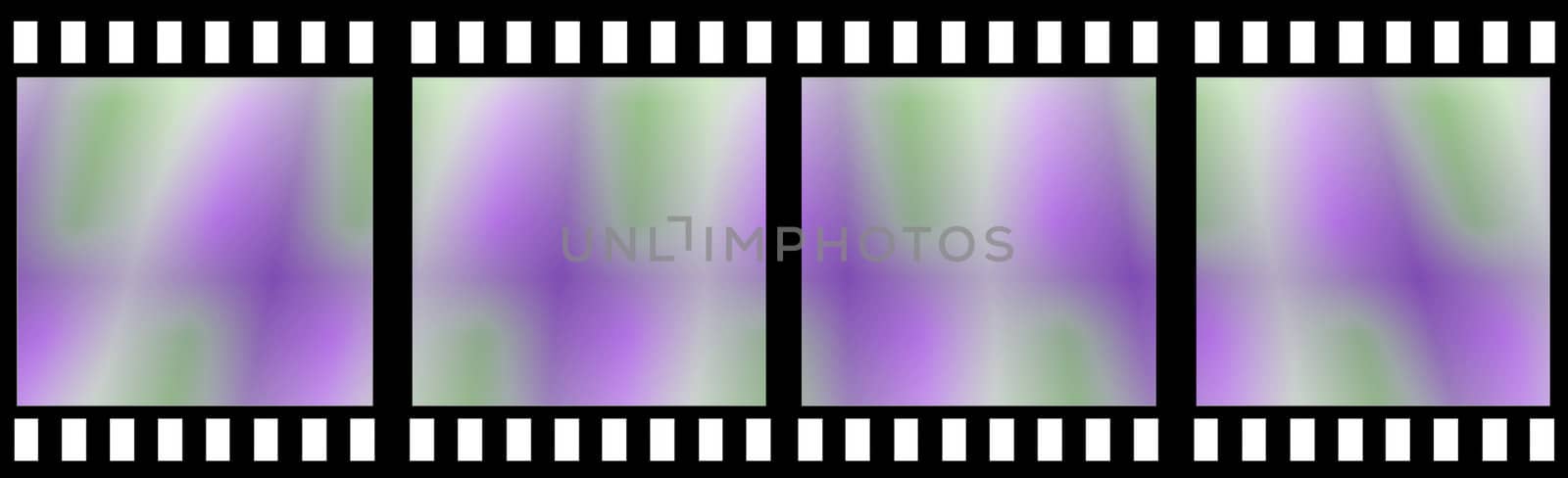 Colored film strip isolated in white