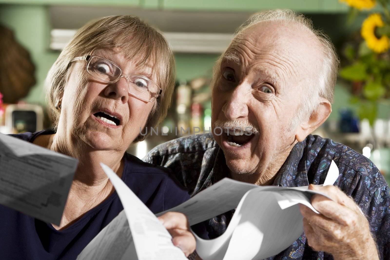 Elder Couple at Home with Bills