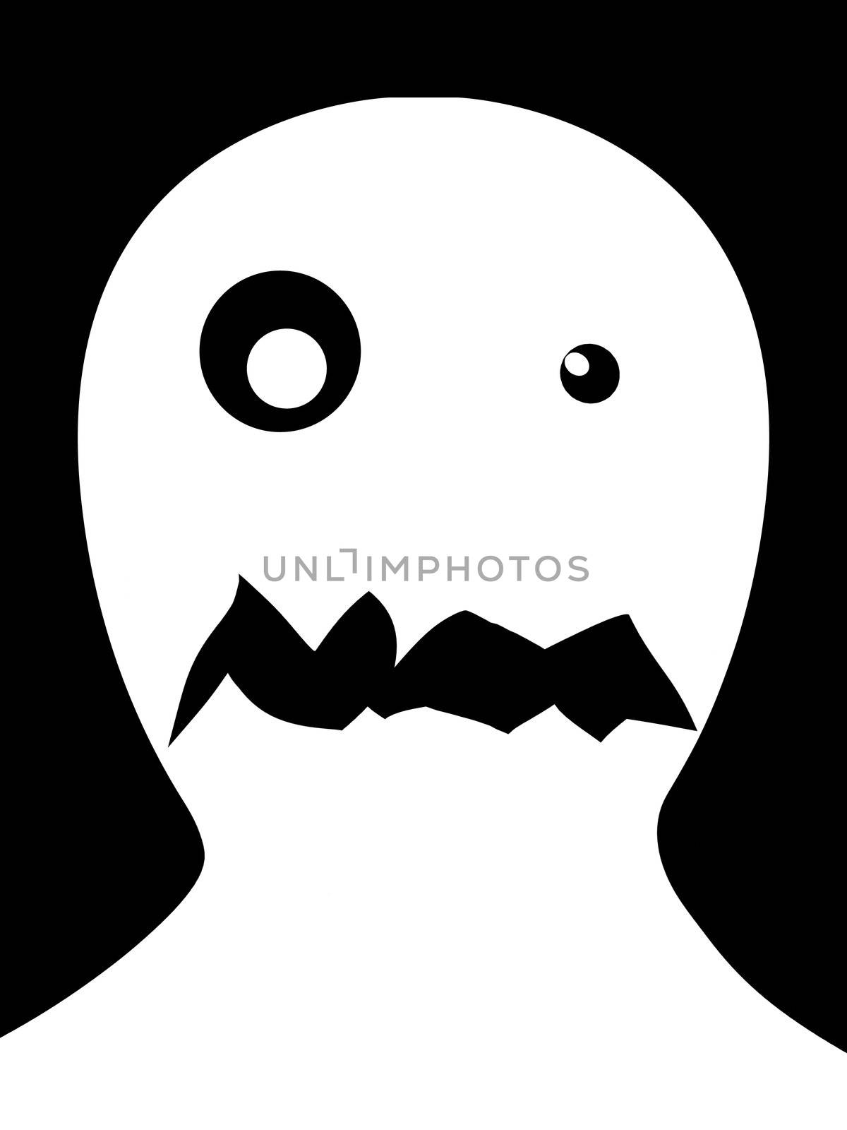 A not so scary cartoon monster head. Would be handy for the concept of fear.