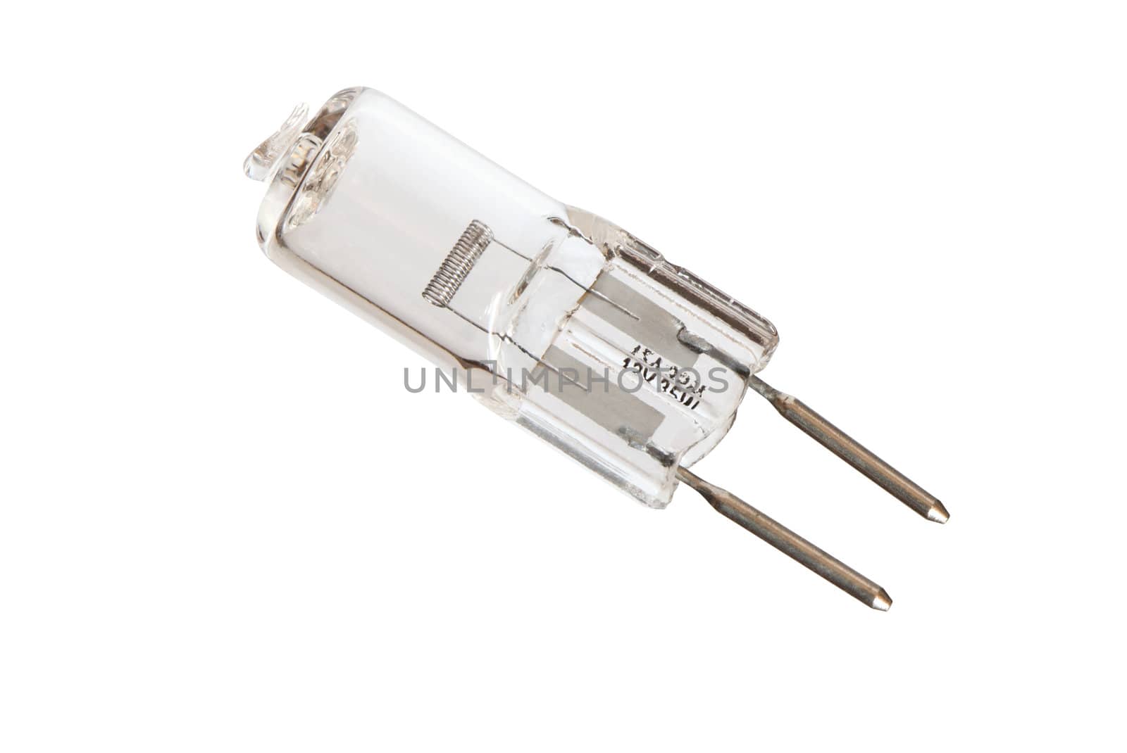 Modern small halogen light bulb isolated on white with clipping path