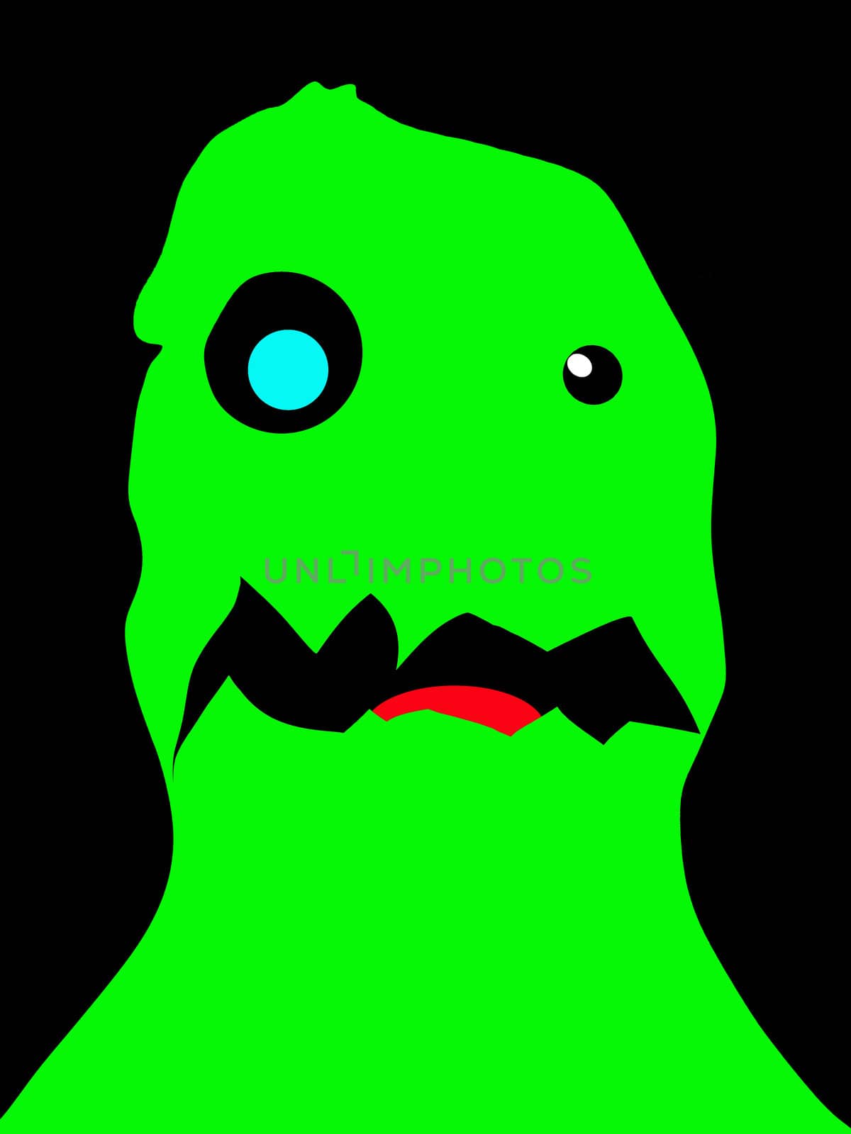 A not so scary cartoon monster head. Would be handy for the concept of fear.