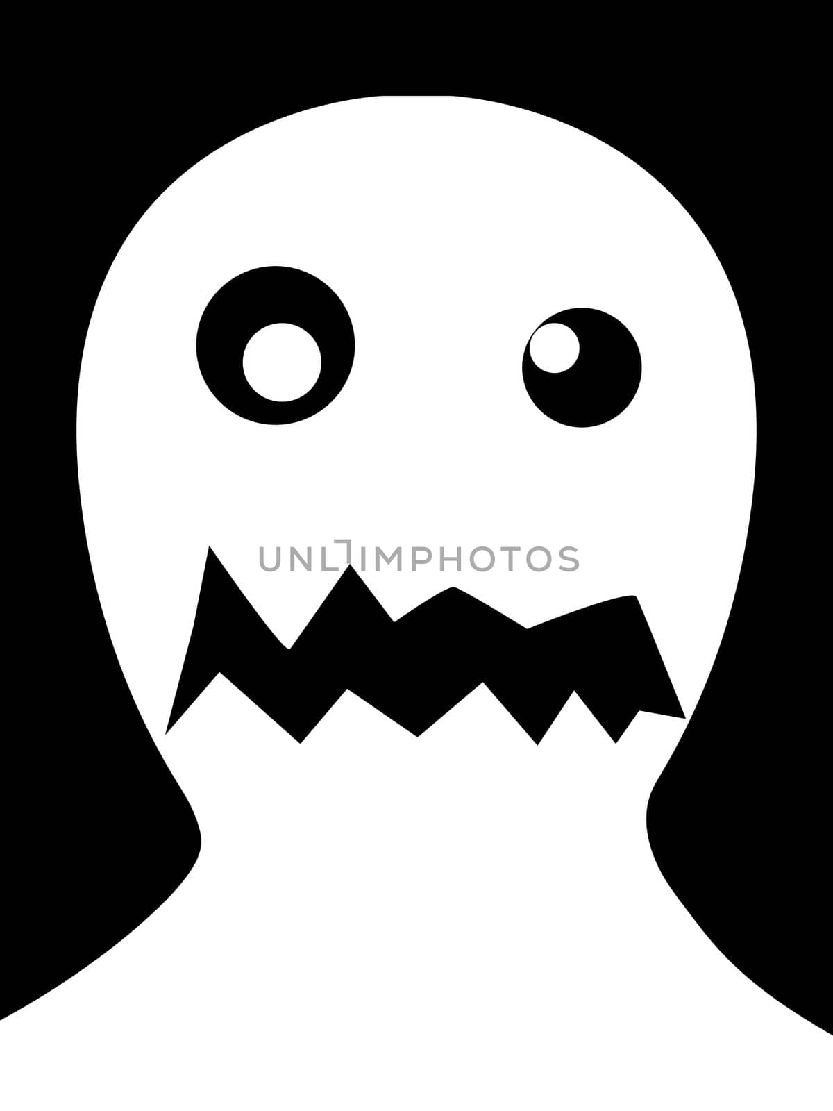 A not so scary cartoon monster head. Would be handy for the concept of fear.