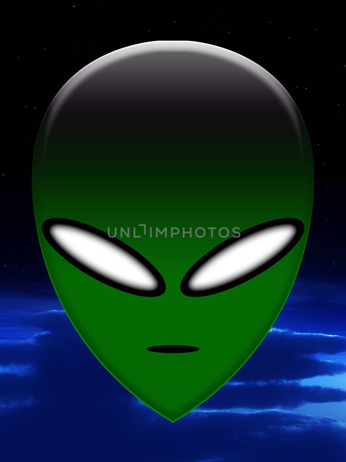 A very simple alien head of the common representation of an alien.