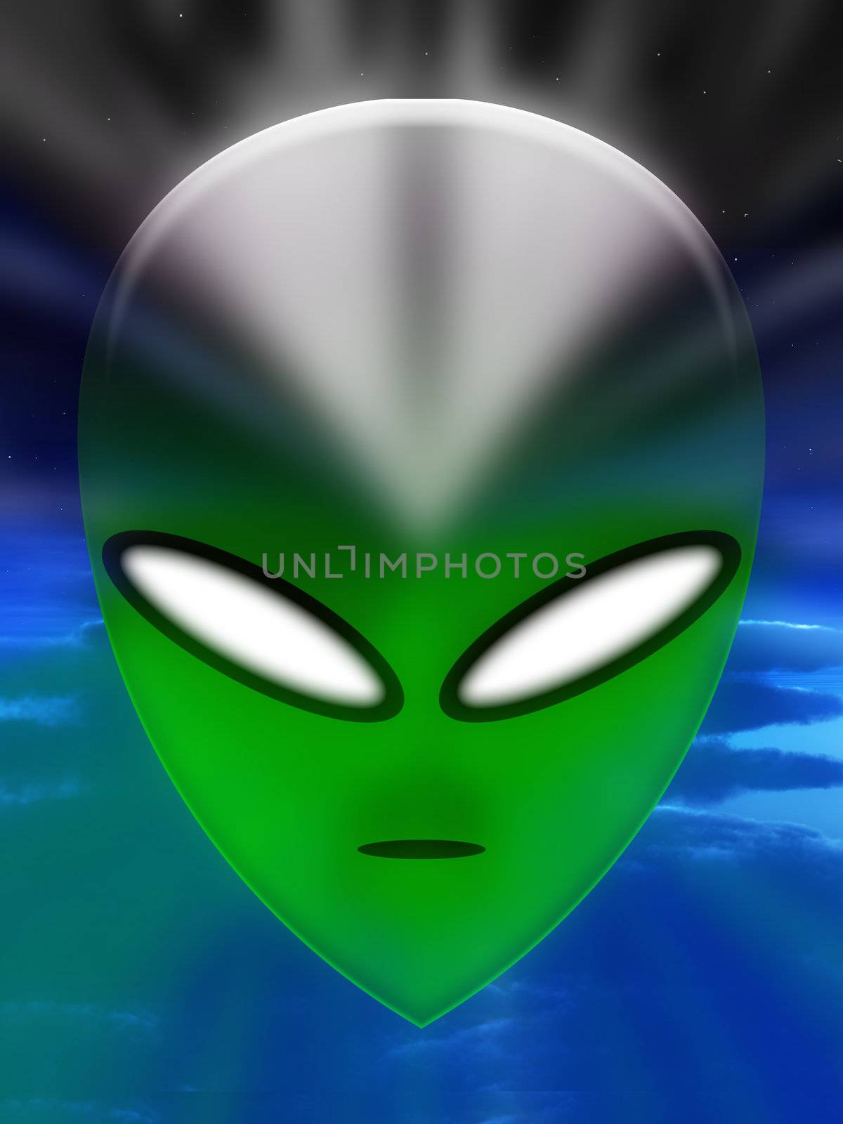 A very simple alien head of the common representation of an alien.