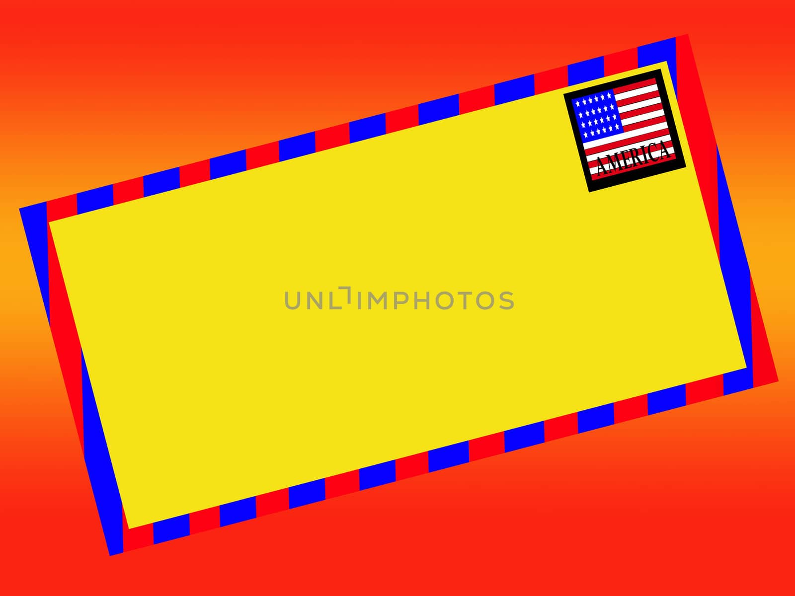 A letter with an American stamp. It is blank so you can customize it.
