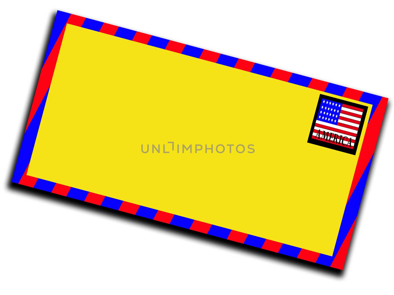 A letter with an American stamp. It is blank so you can customize it.
