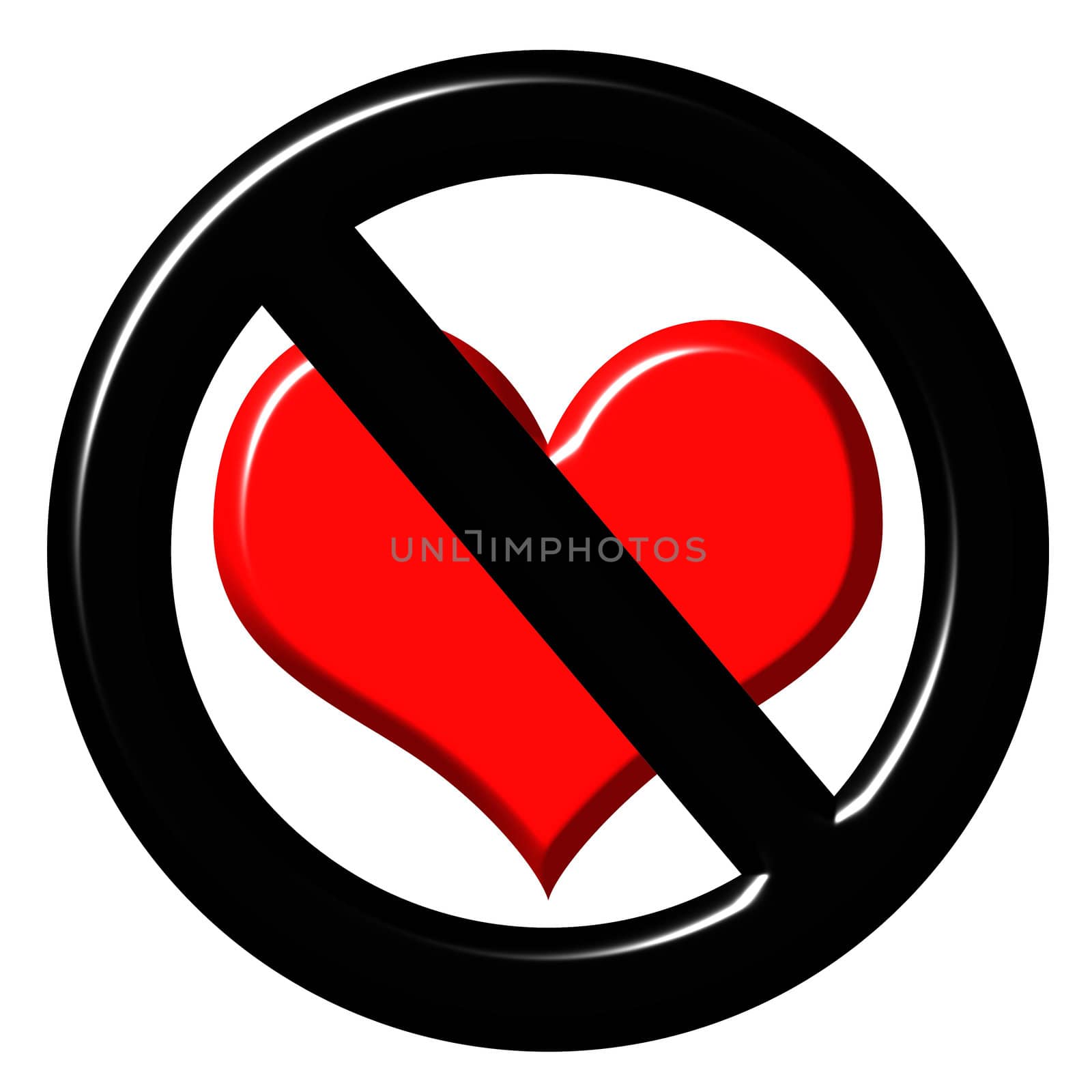 3d anti love sign isolated in white