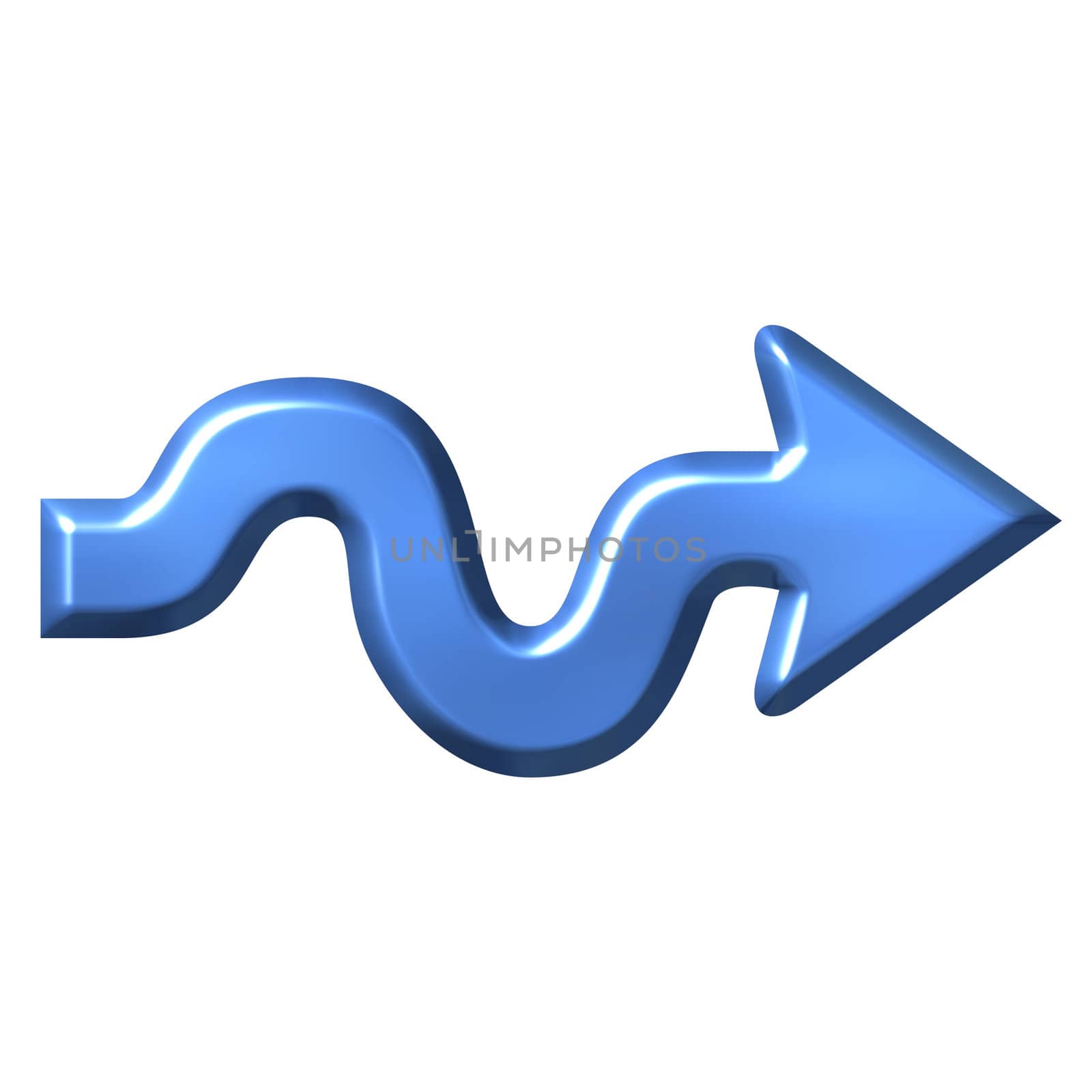 3d wavy arrow isolated in white