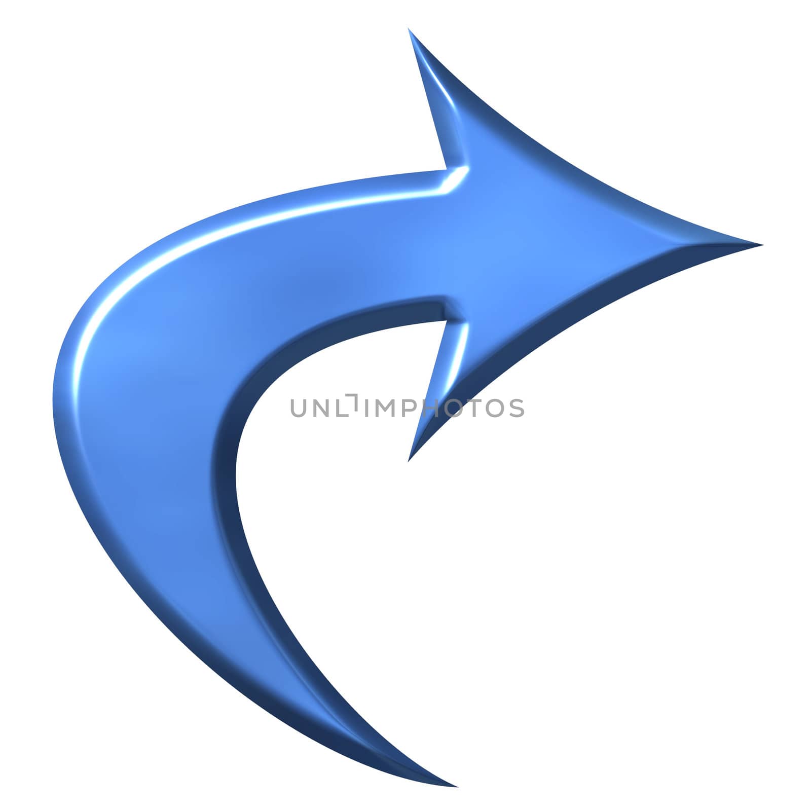 3d azure arrow isolated in white