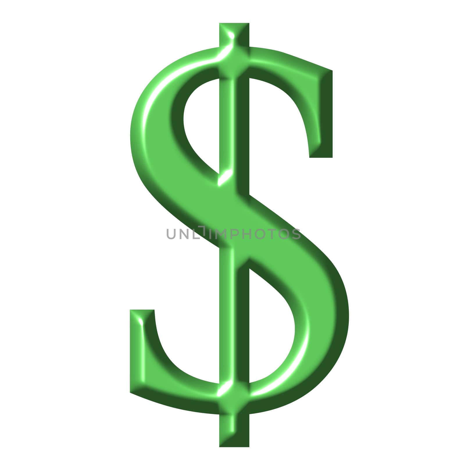 3d dollar symbol isolated in white