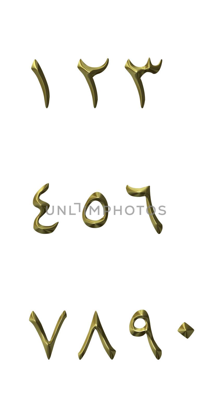 3D Golden Arabic Numbers by Georgios