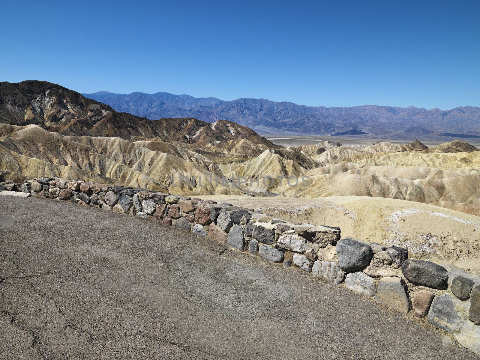 Road overlook of landscape in Death Valley National Park.