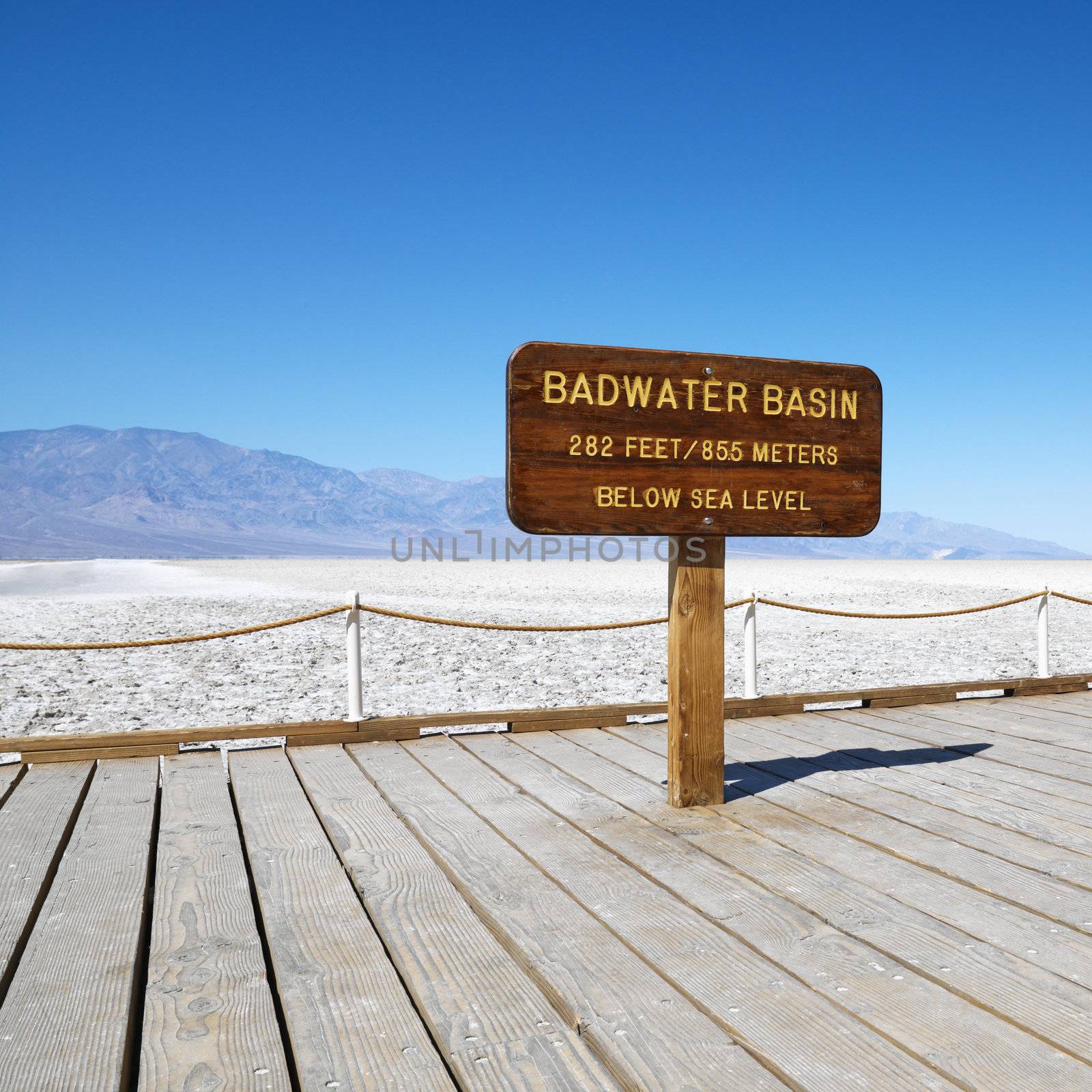 Badwater Basin sign in Death Valley National Park.