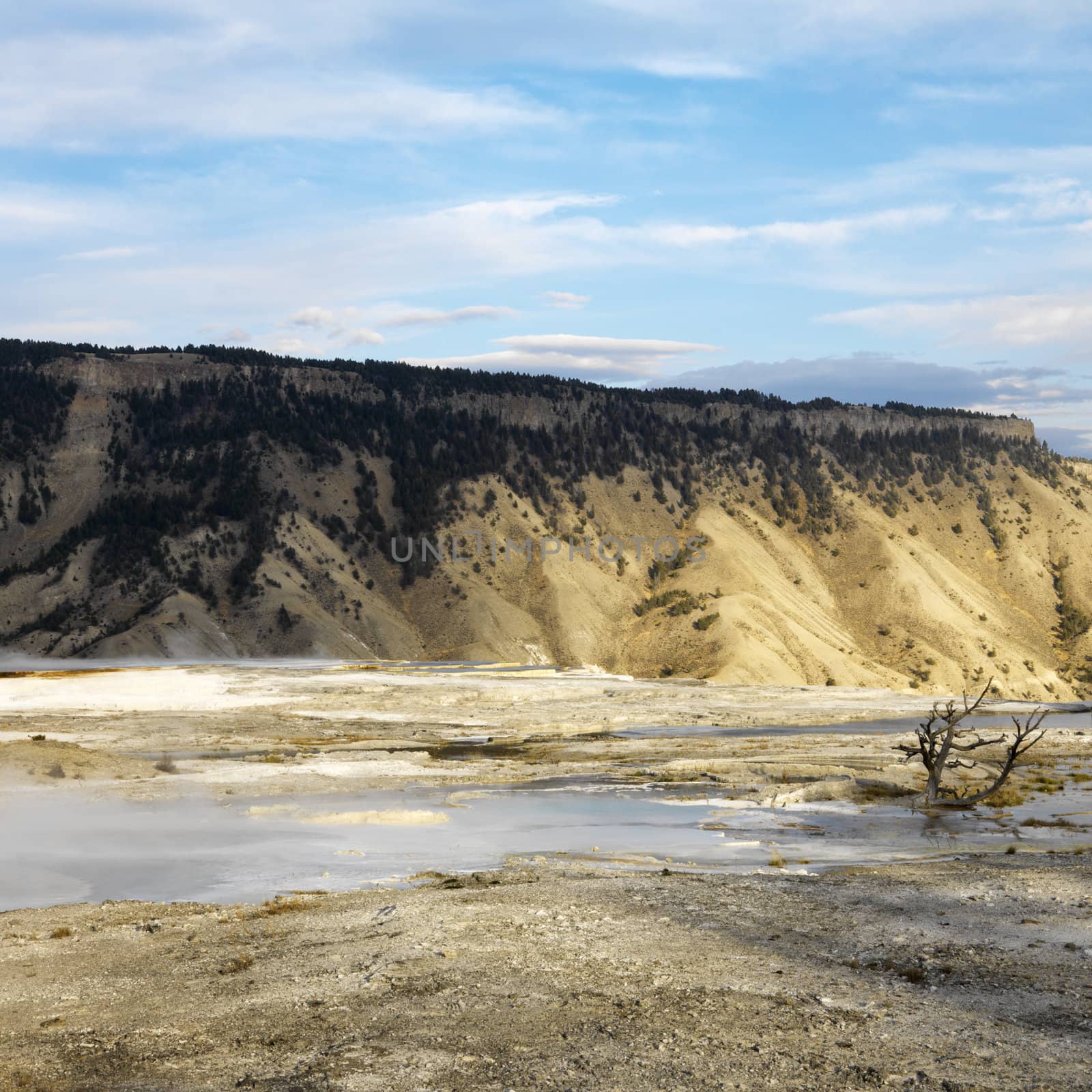 Mountains with barren valley at Yellowstone National Park, Wyoming.