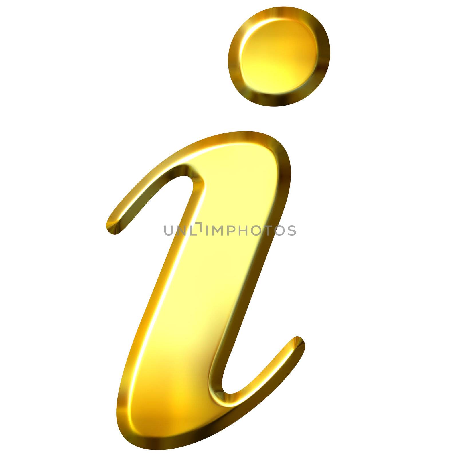 3d golden information symbol isolated in white