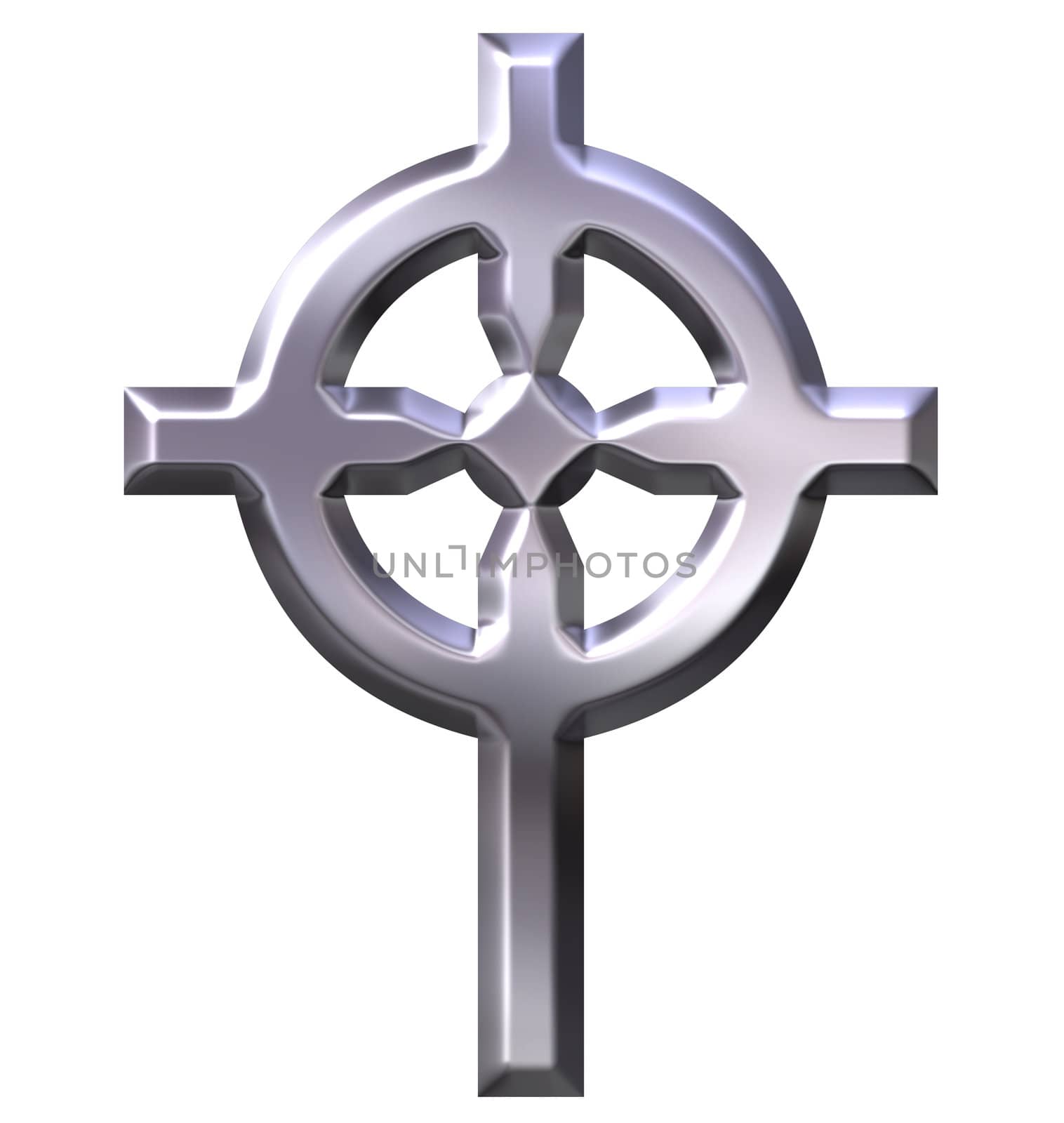 3d silver celtic cross isolated in white