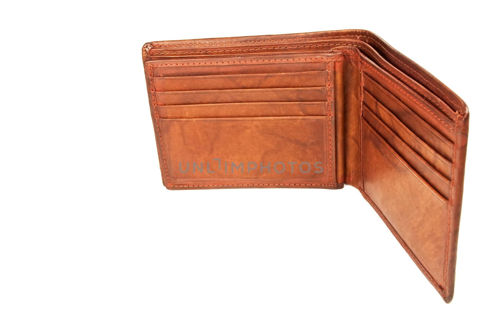 High resolution photo of an empty leather wallet.