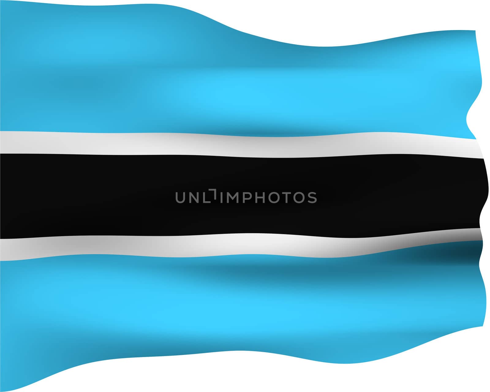 3d flag of Botswana isolated in white