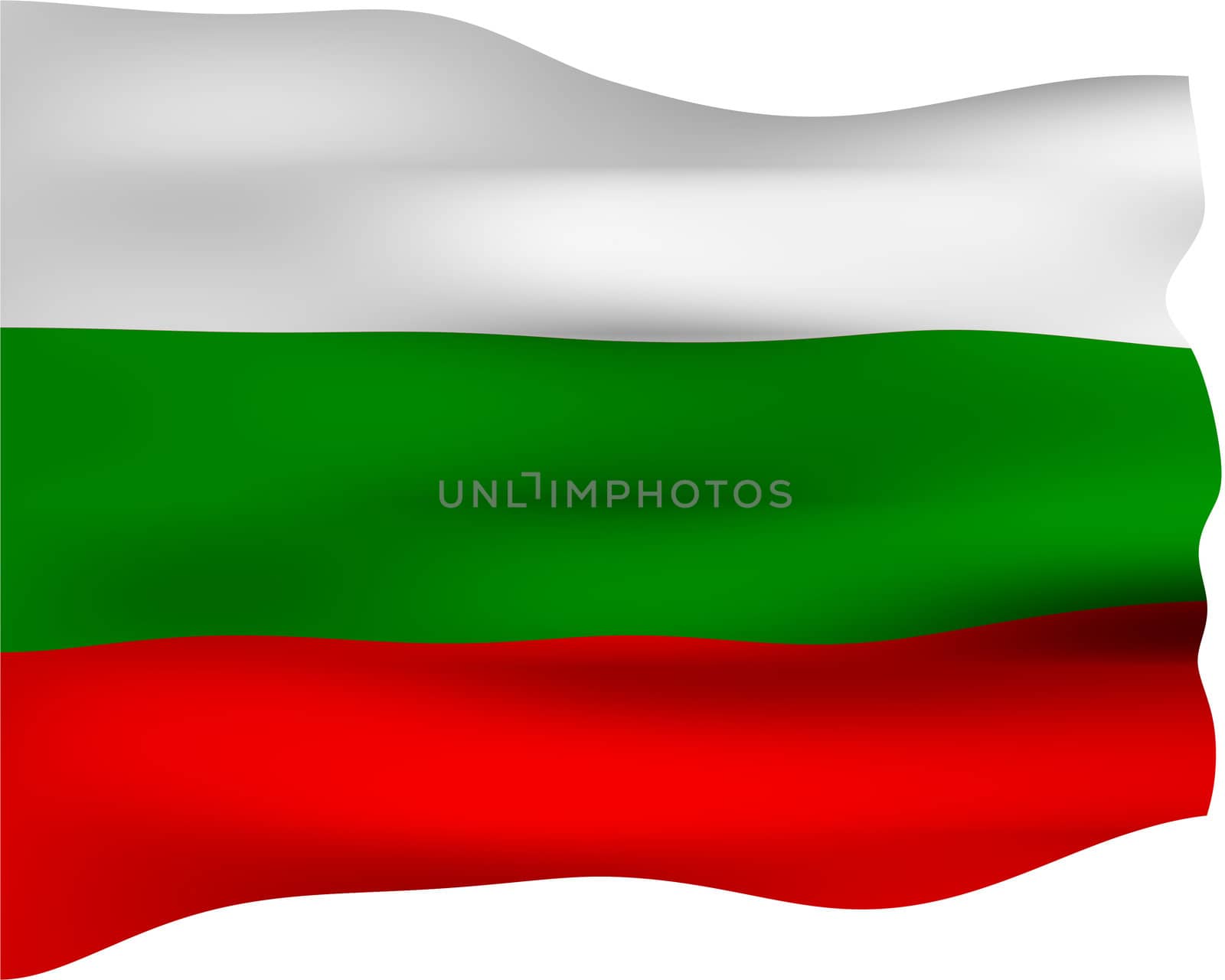 3d flag of Bulgaria isolated in white