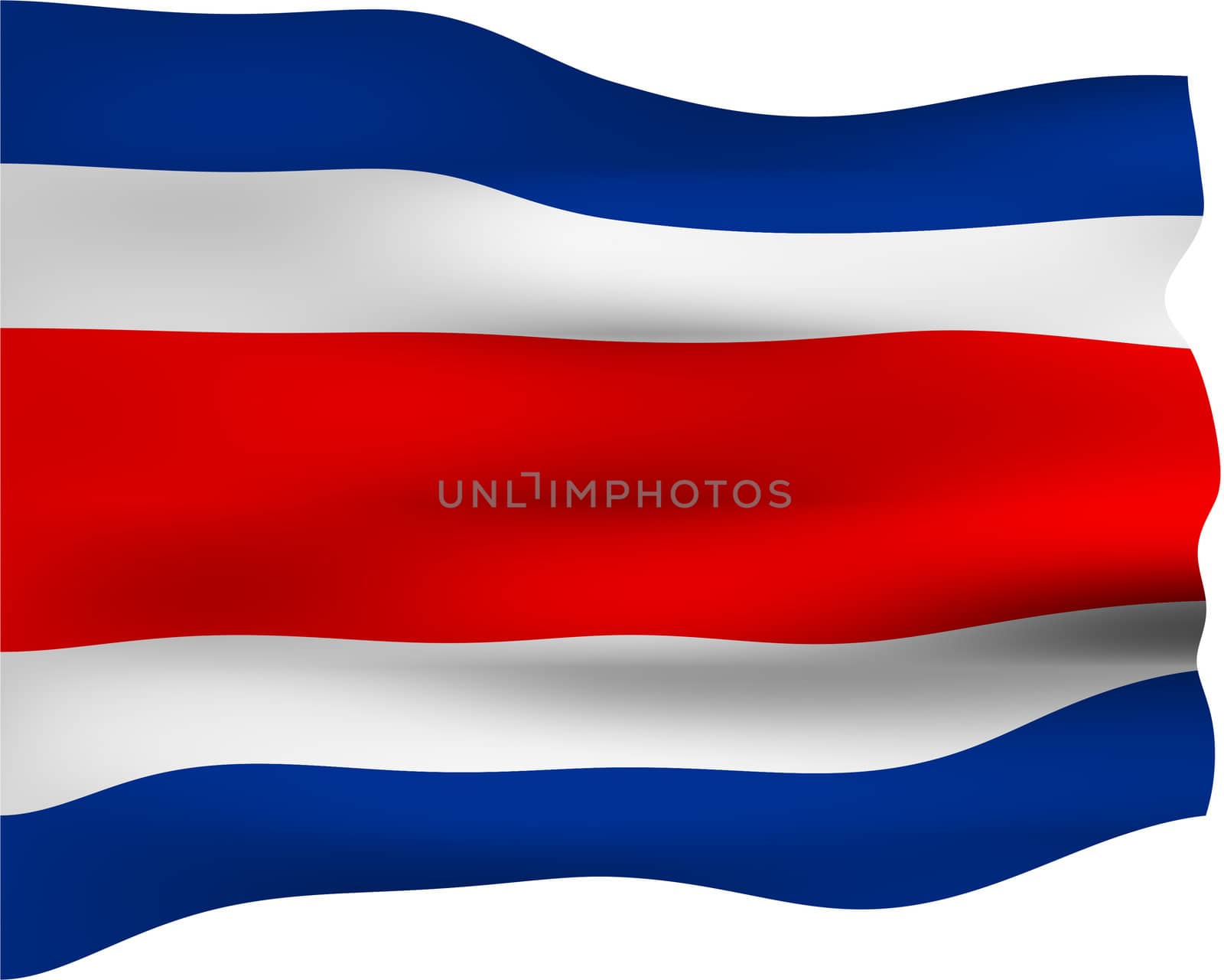 3d flag of Costa Rica isolated in white