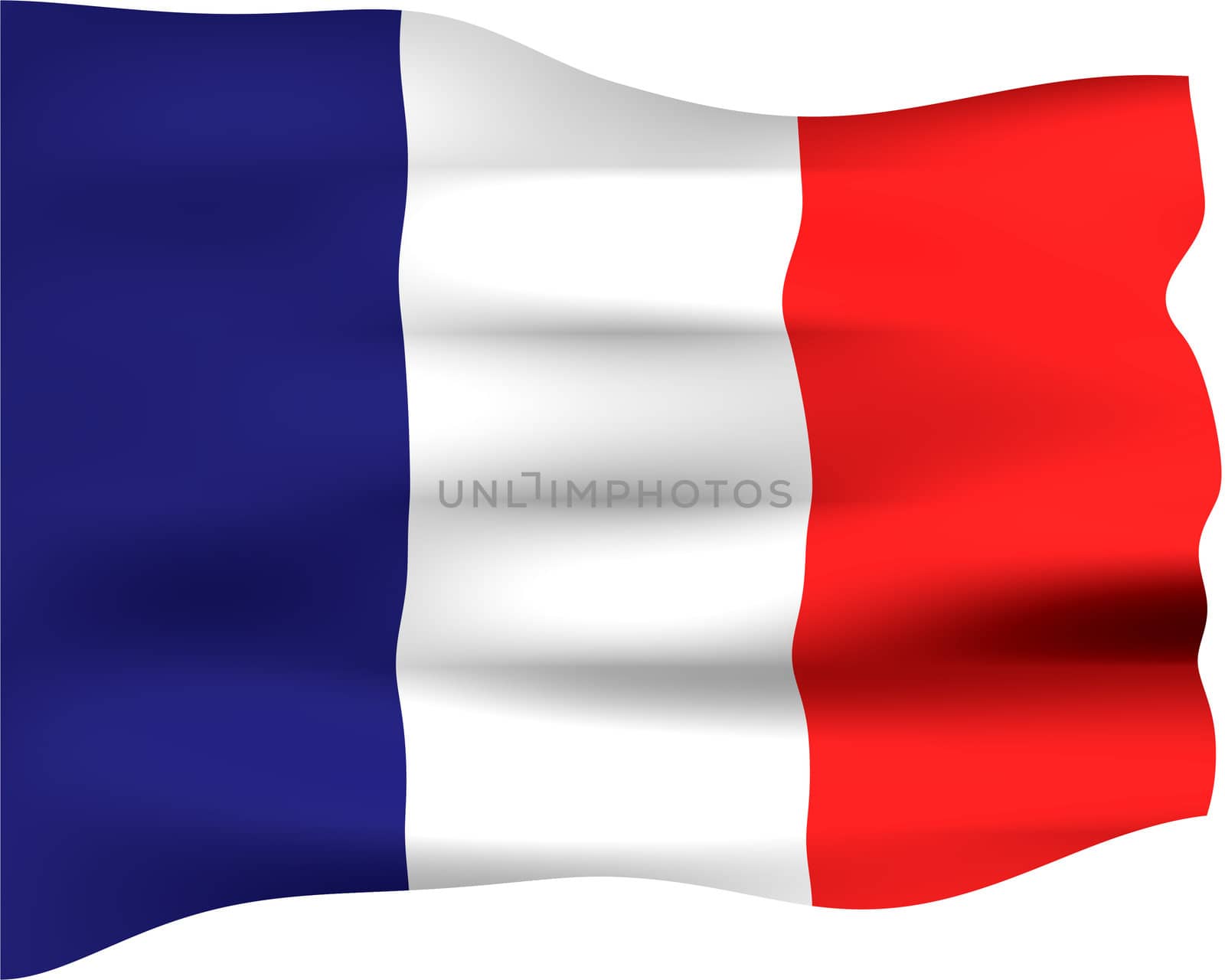 3d flag of France isolated in white
