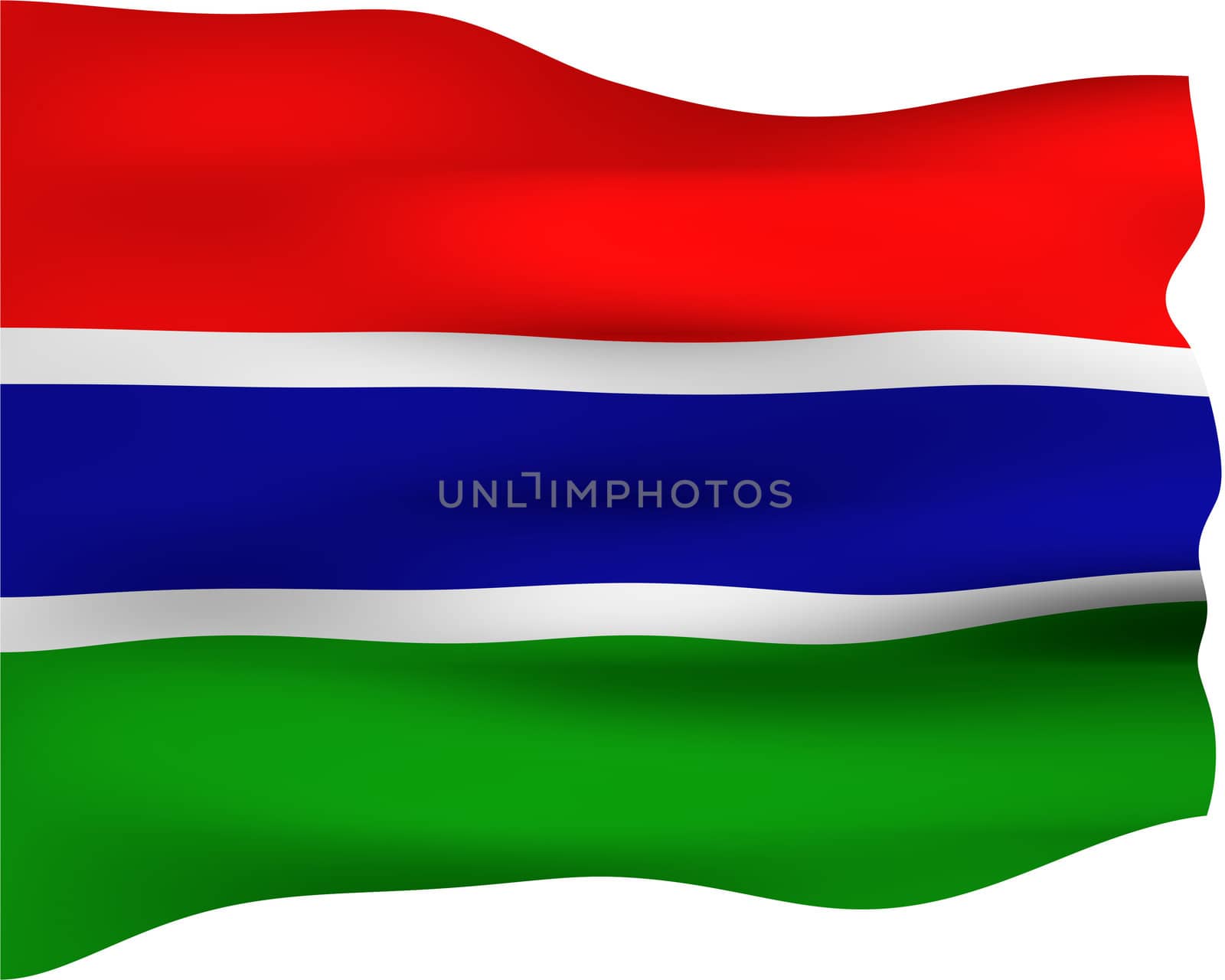 3d flag of Gambia isolated in white
