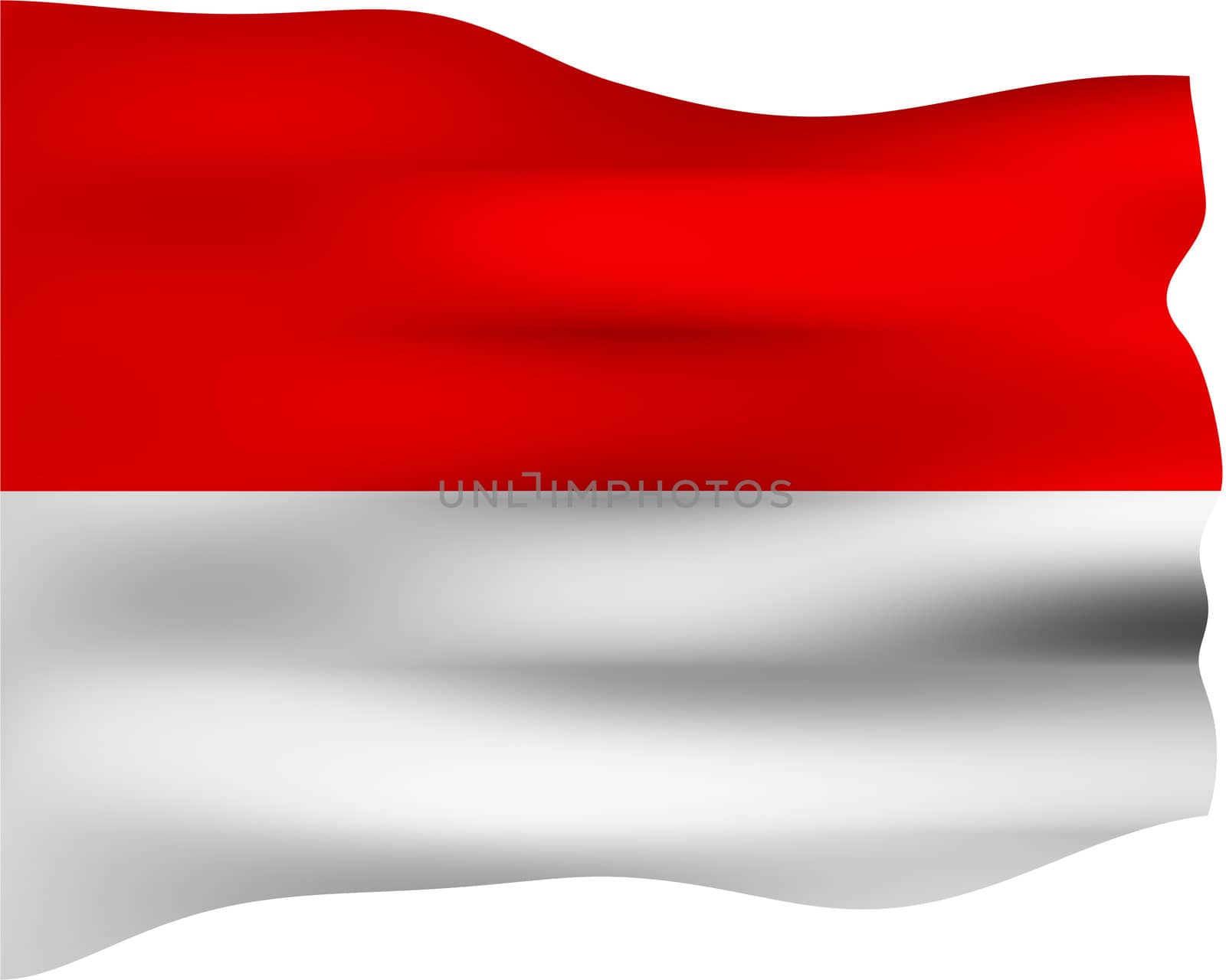 3d flag of Indonesia isolated in white