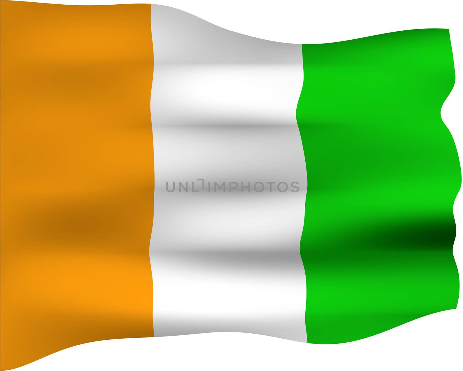 3d flag of Ivory Coast isolated in white