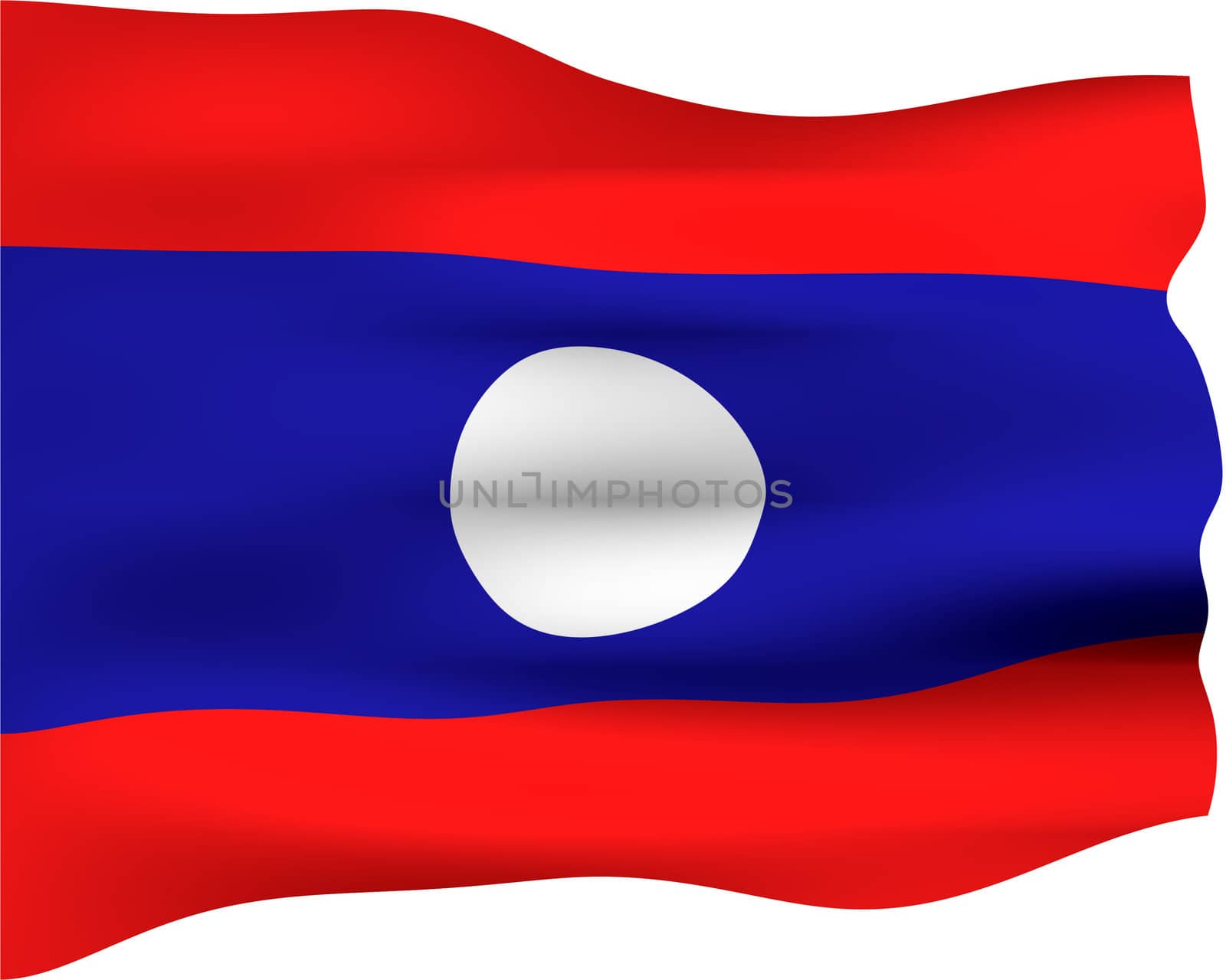 3d flag of Laos isolated in white