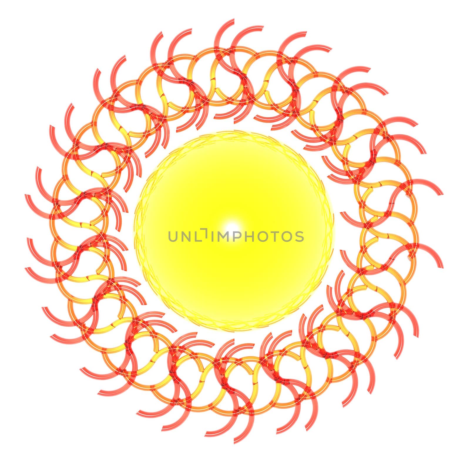 An illustration of the sun isolated on a white background.