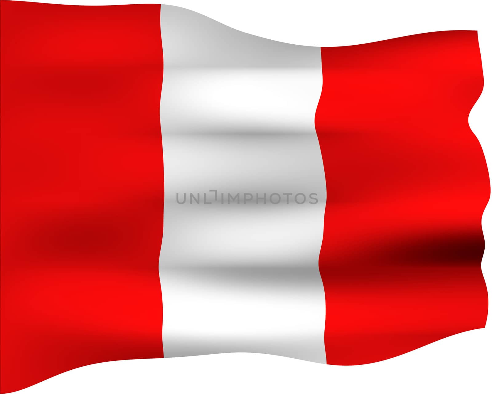 3d flag of Peru isolated in white