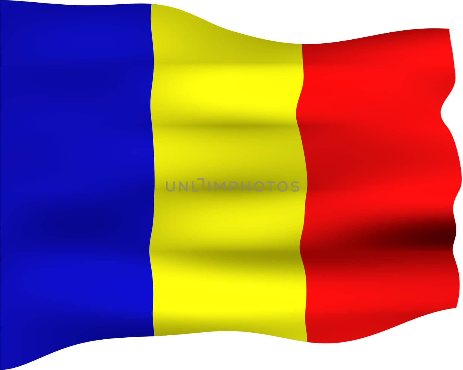 3d flag of Romania isolated in white