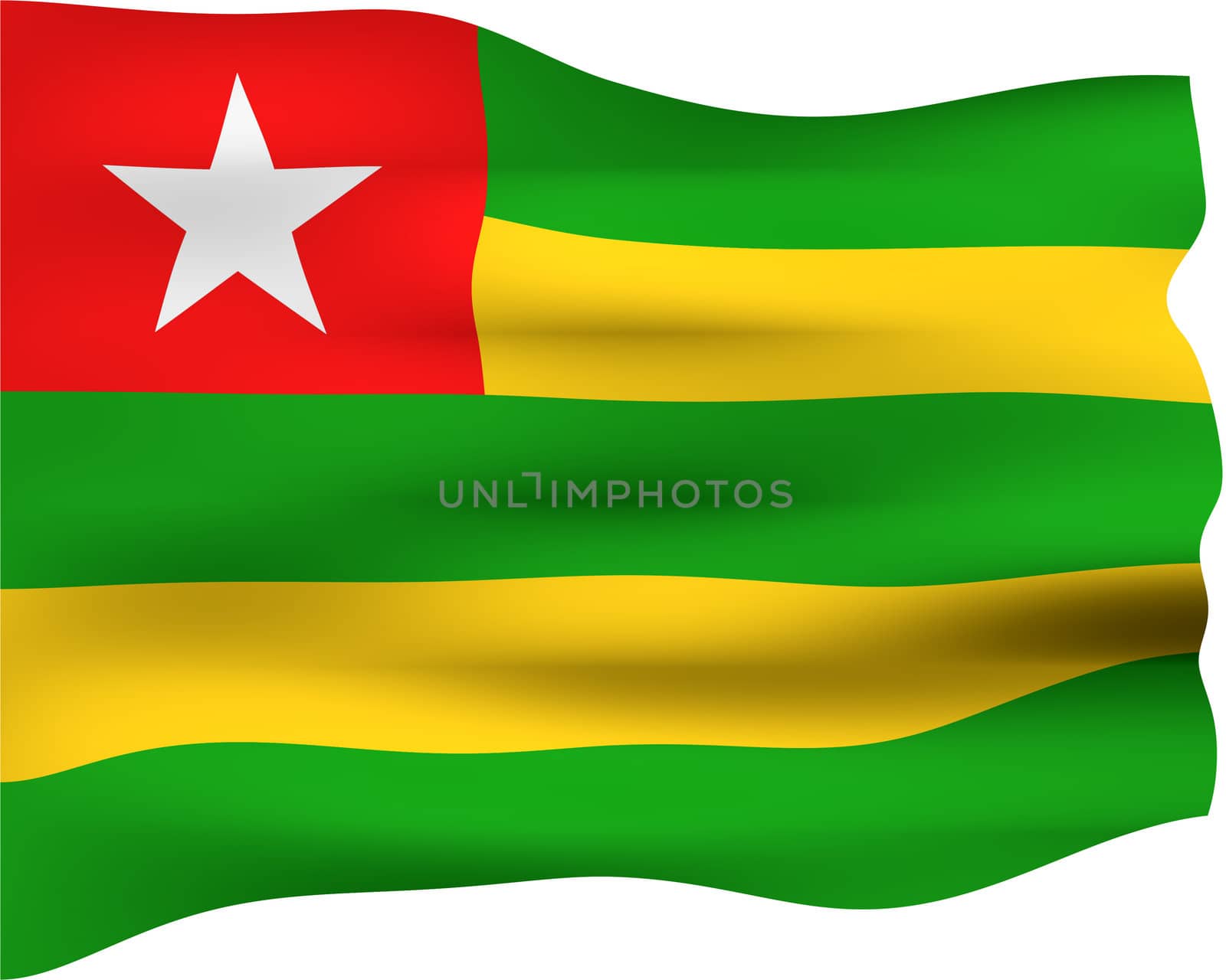 3d flag of Togo isolated in white