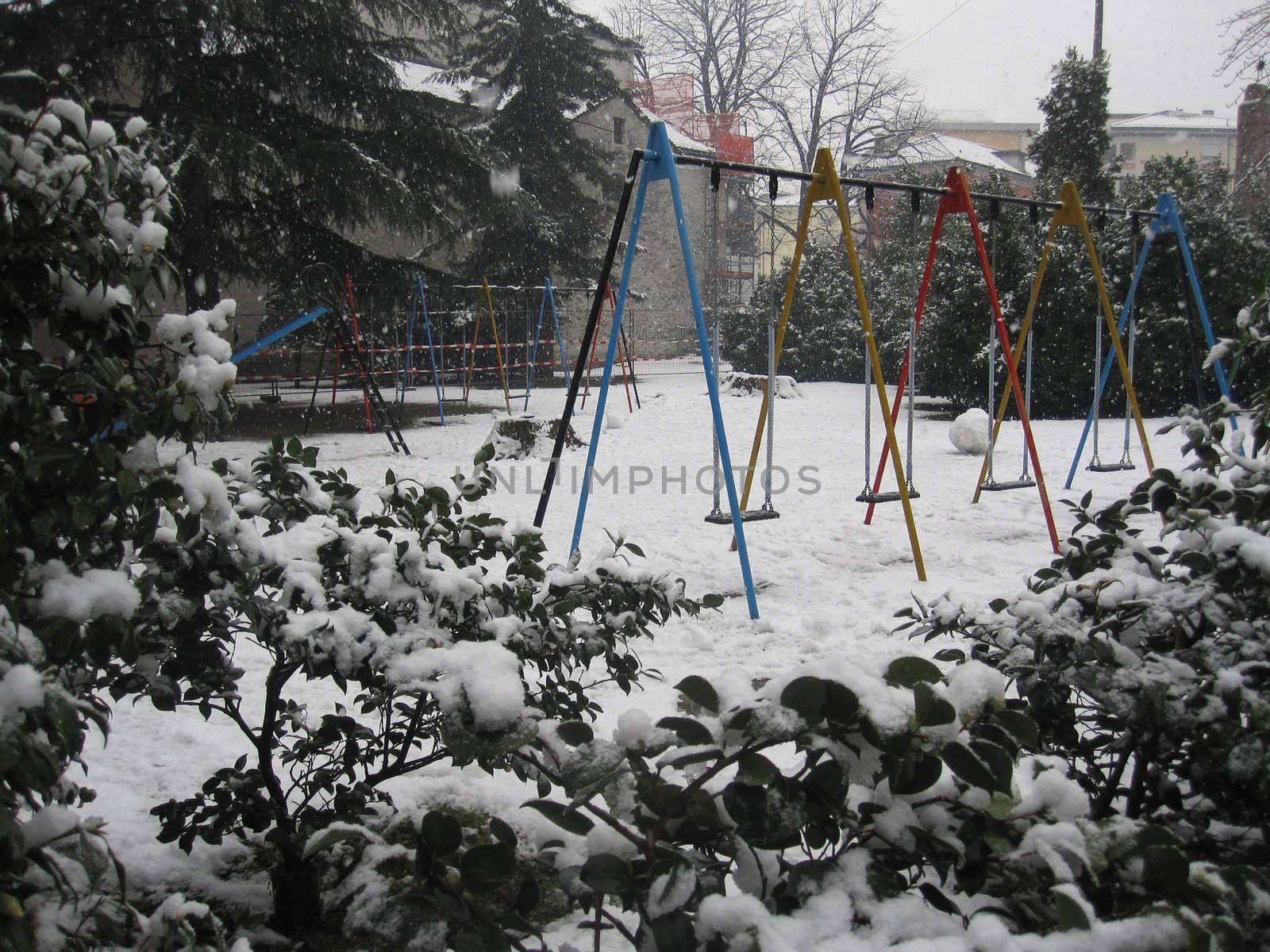 playground in the snow by keki