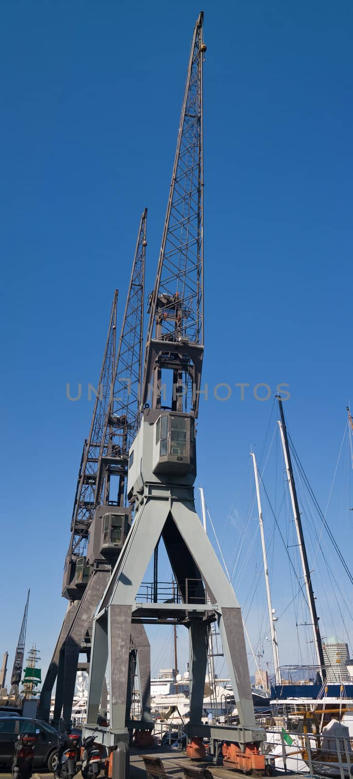 detail of dock crane in Genoa Port, Italy