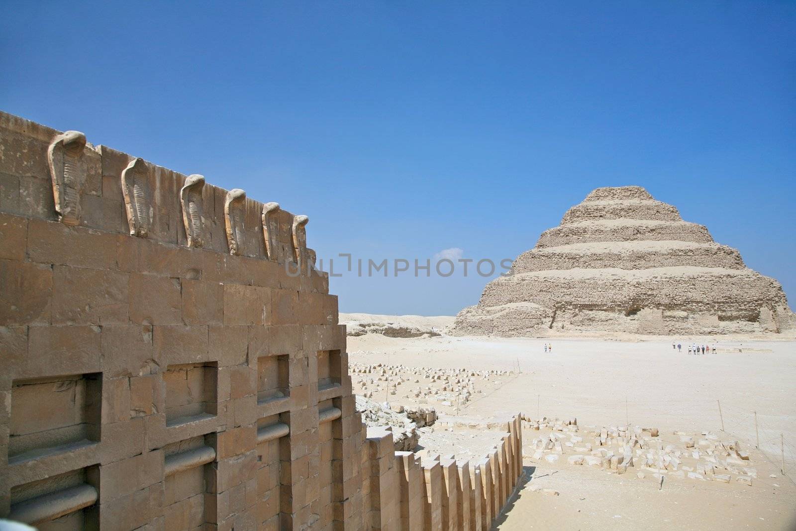 saqqara pyramid view from cobra frieze