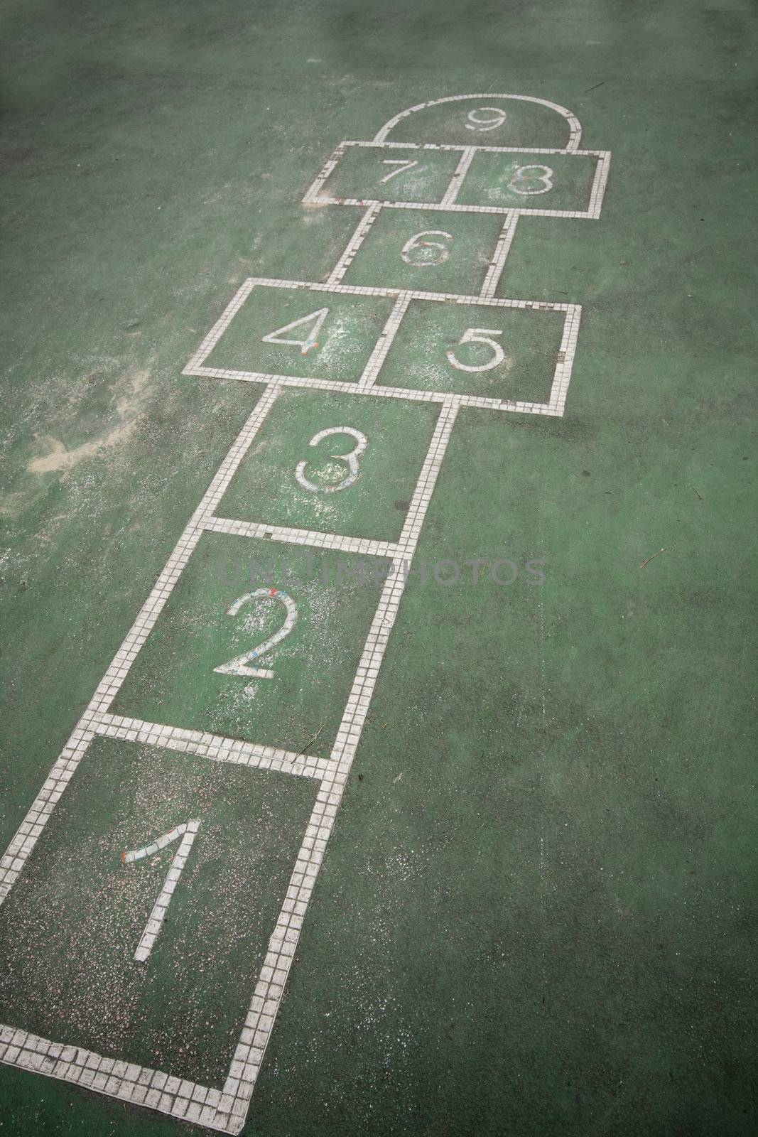 It is a hopscotch in yard for childern.