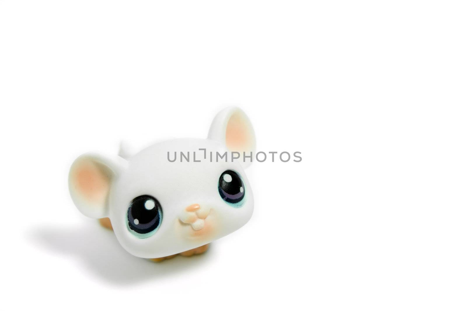 cute toy mouse with big eyes, isolated on white