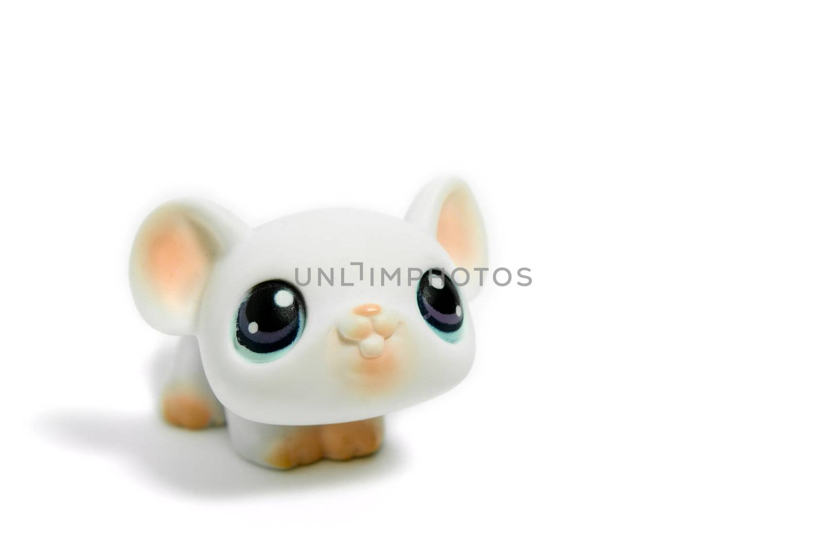 cute toy mouse with big eyes, isolated on white