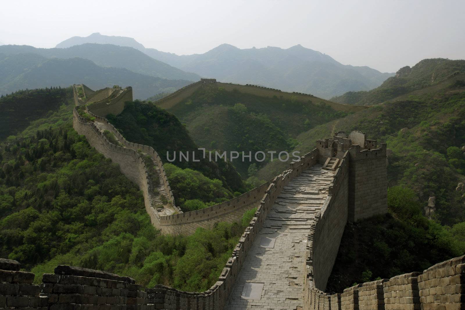 A section of The Great Wall of China, in Badaling.
